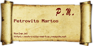 Petrovits Martos névjegykártya